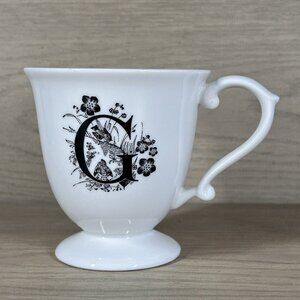 Anthropologie Missus Monogram Letter G Coffee Tea Mug 8 oz. Floral Pedestal Foot